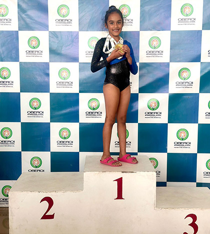 Anishka Biyani performaed in Oberoi International Schools' Gymnastics