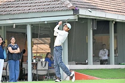 Cyrus Setna taking a shot at the Ruia Cup Junior Golf Tournament