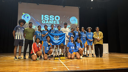 DAIS U-19 girls football team with trophies at BD Liga 2025