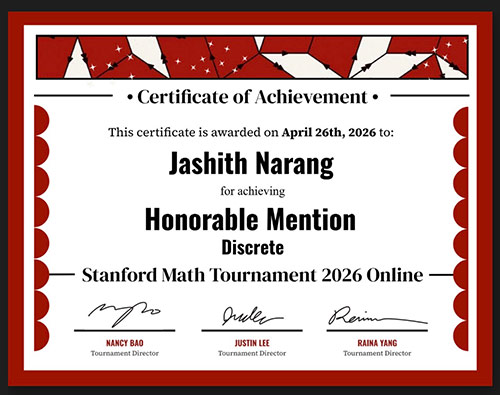 Jashith Discrete Mathematics certificate