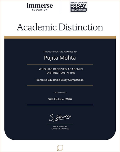 Pujita Mohata Immerse Education Essay Certificate