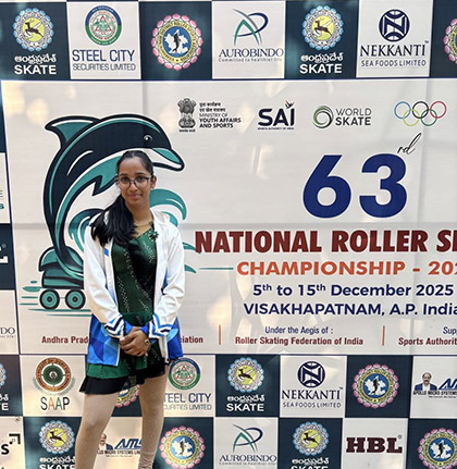 Reeva Agarwal posing at the 63rd National Roller Skating Championship 2025