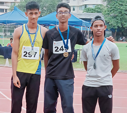 Shaurya with gold and silver medals in long jump