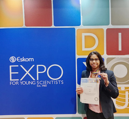 Shruti Swamy winning Silver at Eskom Expo ISF 2025