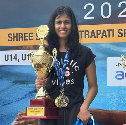 Tarini Mazumder awarded at the National Swimming Championships 2025
